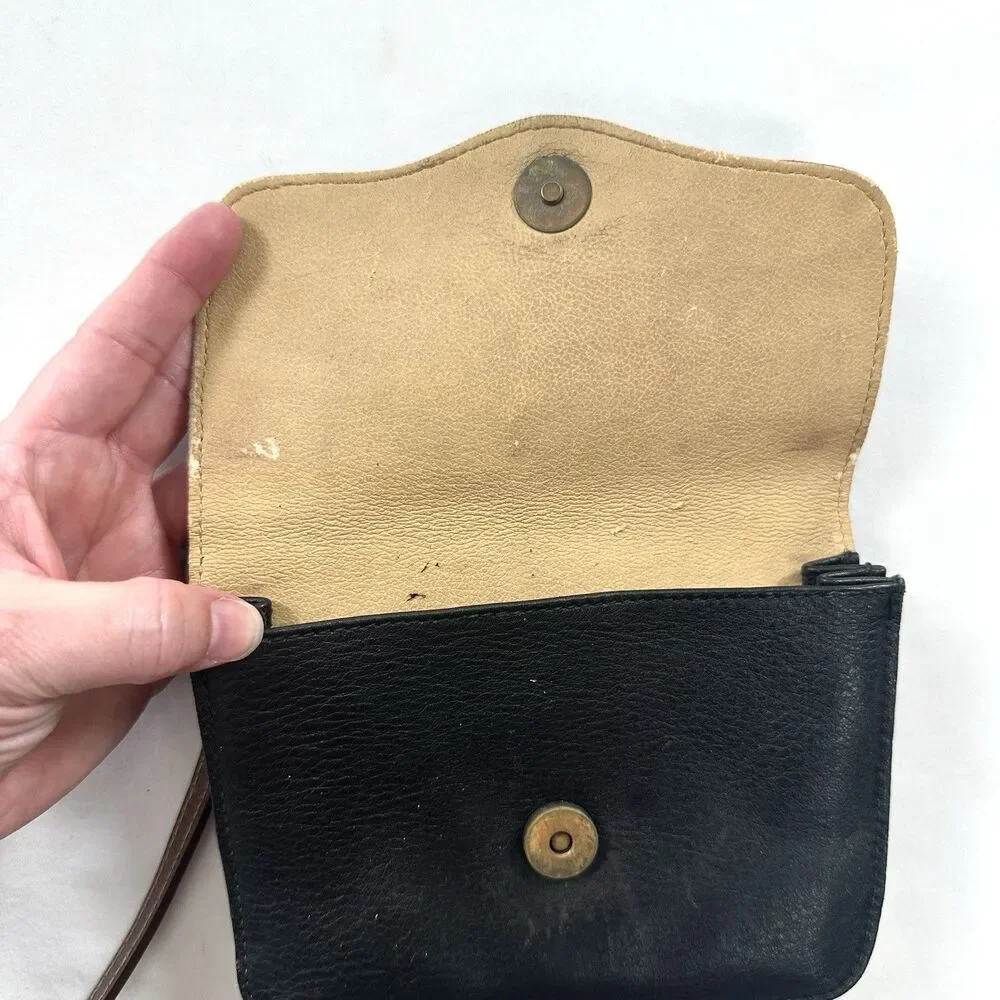 Furla Leather Crossbody Shoulder Purse Bag Mini Small Brown Black Italy VTG